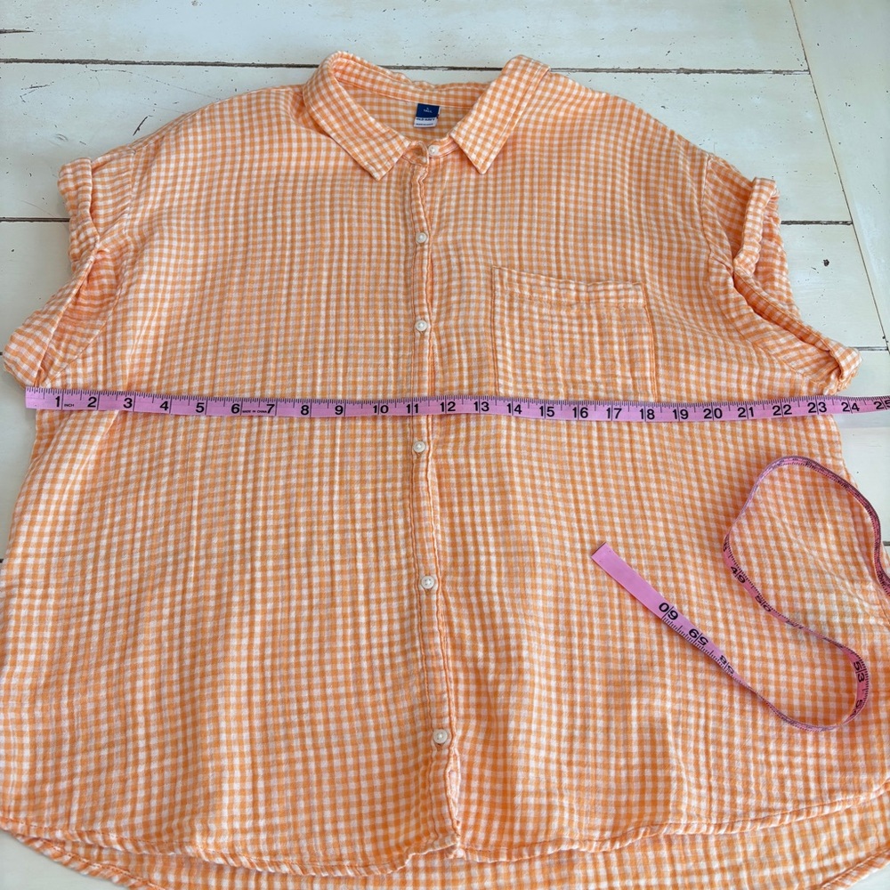Old Navy Orange Gingham Button-Up Blouse - Picture 8 of 8